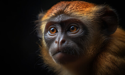 photo of bonnet monkey in its natural habitat. Generative AI