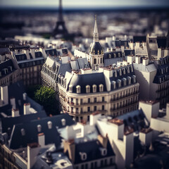 Maquette, paysage urbain, vue de Paris avec la tour Effel - Générative IA