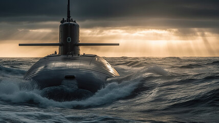 Fototapeta na wymiar submarine in the ocean created with Generative AI technology