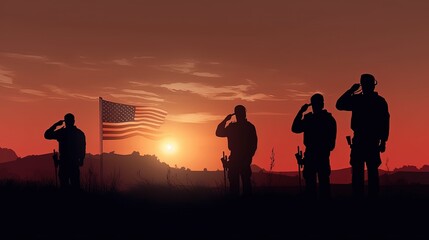 Fototapeta na wymiar military honor the American flag on Independence Day. Generative AI