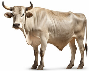 Fototapeta premium photo of Brahman bull isolated on white background. Generative AI