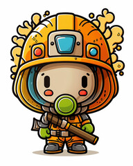 cartoon of a fire fighter, AI generated