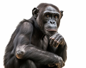 photo of bonobo isolated on white background. Generative AI