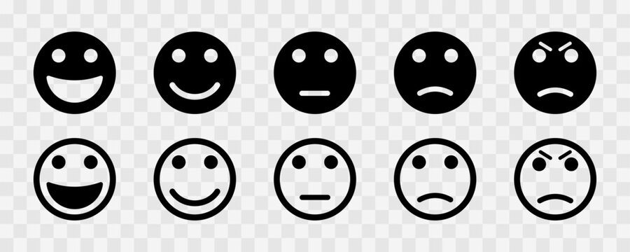 Set of rating emotion scale vector icons. Feedback excellent, good, so-so and bad. Rating face. Vector 10 Eps.
