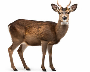 photo of brocket deer isolated on white background. Generative AI