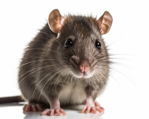 photo of brown rat isolated on white background. Generative AI