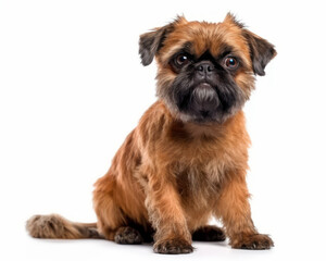 photo of Brussels griffon isolated on white background. Generative AI