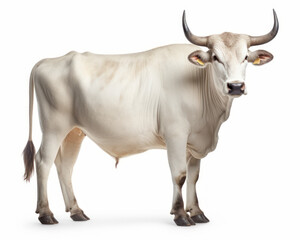 photo of Brahman bull isolated on white background. Generative AI