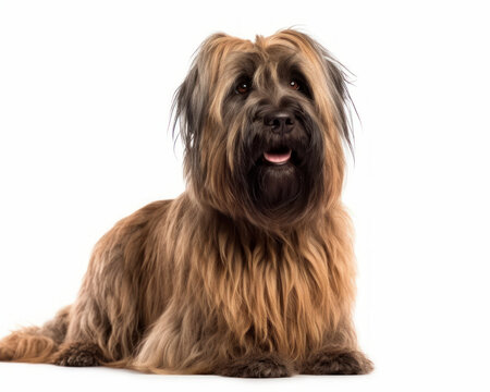 photo of briard isolated on white background. Generative AI
