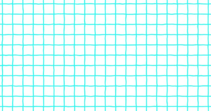 Exercise book grid big smooth generated blue on white. Crazy doodle grunge pulsing stop motion blank background good for titles, intro, school, background, etc...