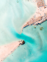 Elafonisi beach in Crete, Greece. Seen from above with the drone looking straight down. Beautiful...