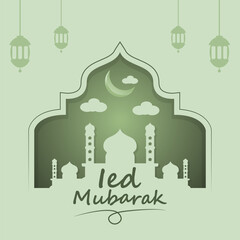 Eid Mubarak Design Background. Vector Illustration for greeting card, poster and banner.
