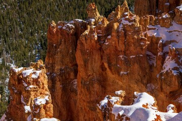 Beautiful view of red rock formations in Bryce Canyon National Park, Utah, United States