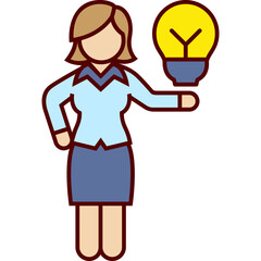 Business Woman Idea Color Icon