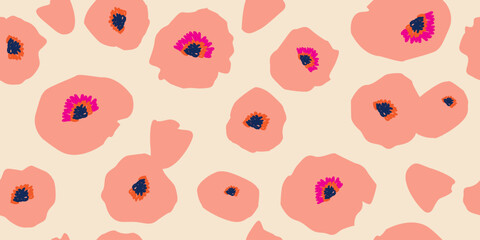 Hand drawn flowers, seamless patterns with floral for fabric, textiles, clothing, wrapping paper, cover, banner, interior decor, abstract backgrounds.