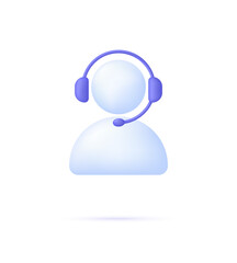 3D Call center. Support service icon, customer consultation hotline, call center help.
