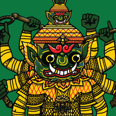 Tos-Sa-Kan (An angry form or a battle ready form) Ramayana Ramakien india thai