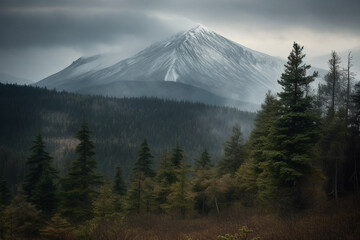 Fototapeta premium Mountains in fog and sunbeams