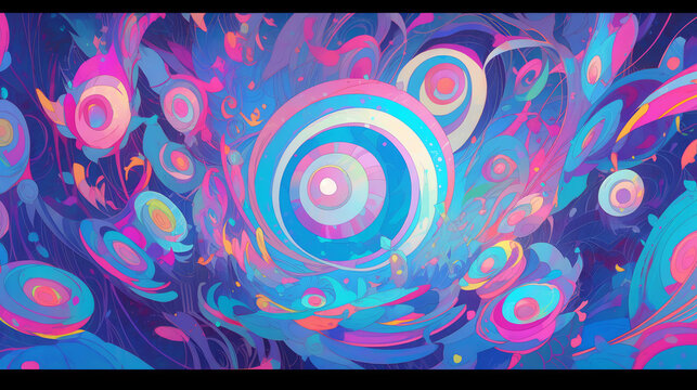 neon colors and swirling patterns background. generative AI
