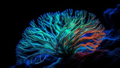 Obraz premium Bright Neon Deep Sea Coral with High Detail, Generative AI