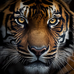 tiger face vibrant close up