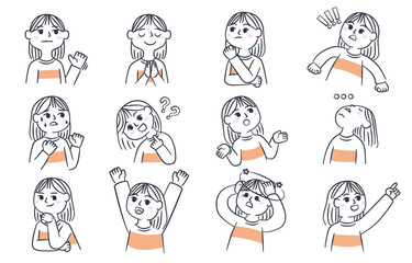 Cartoon vector illustration emotion face of human. Facial expression of human for game