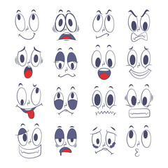Cartoon vector illustration emotion face of human. Facial expression of human for game