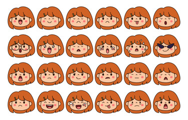 Cartoon vector illustration emotion face of human. Facial expression of human for game