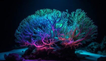 Fototapeta na wymiar Bright Neon Deep Sea Coral with High Detail, Generative AI