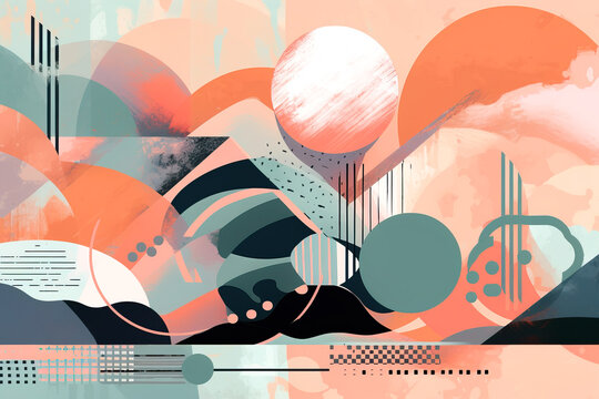 Abstract generative AI illustration of fantasy nature made with pastel colored circles as background