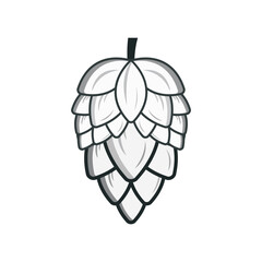 pine flower vector logo with black and white color simple line art,