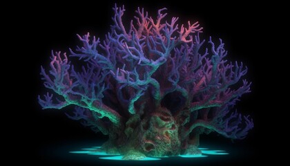 Bright Neon Deep Sea Coral with High Detail, Generative AI