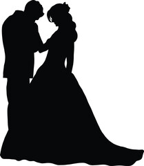 silhouette of marriage life romance.
