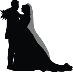 silhouette of a marriage life of happy ness.