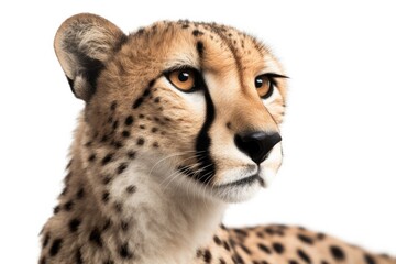 Cheetah Close up isolated on White Background Generative Ai