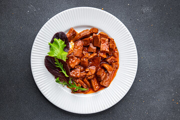 squid tomato sauce seafood salad meal aperitif food snack on the table copy space food background rustic top view