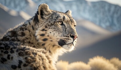 snowleopard side view wildlife 