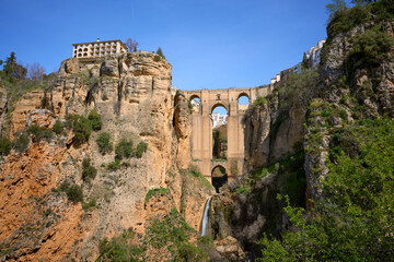 Stunning view of the famous New Bridge of Ronda, Andalusia, Spain
