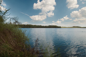Belgium, Harchies - April 15, 2023 : beautiful view of the Harchies marshes