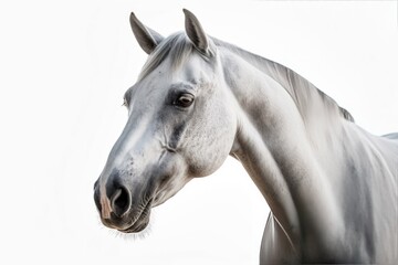 White Horse Close up Headshot isolated on White Background Generative Ai