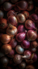 onion lies on a dark background, ai generation