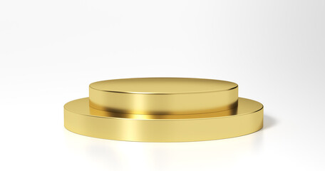 Gold product podium stand background. Premium stage platform, advertising mockup. Golden product stand template
