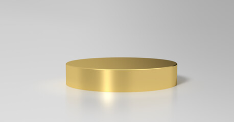 Gold product podium stand background. Premium stage platform, advertising mockup. Golden product stand template