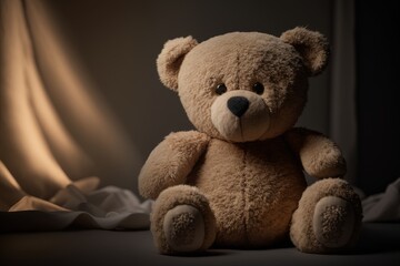Cute brown teddy bear sitting