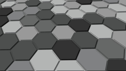 Abstract hexagon geometric surface. Modern black 3D hexagonal background. Luxury white pattern. Vector Illustration.