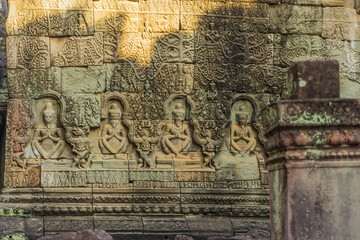 Bas-relief of on the walls of Angkor Wat