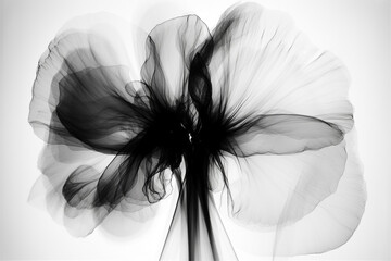 Black and white artistic conceptual illustration of a beautiful flower or floral element closeup. Generative AI
