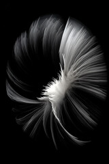 Black and white artistic conceptual illustration of a beautiful flower or floral element closeup. Generative AI