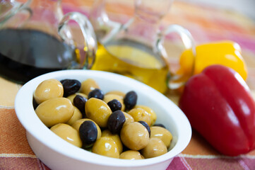 black and green olives