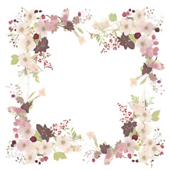 Fototapeta na wymiar Transparent Pink Flower Frame Generative A.I. 